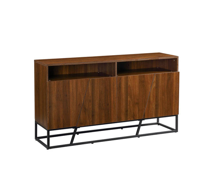 Rectangular Console Table with 2 compartments- Walnut