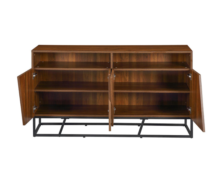 Rectangular Console Table with two open storage - Walnut