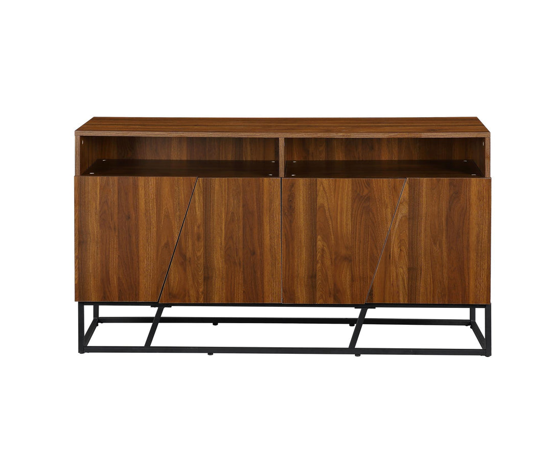 Rectangular Console Table with 4 doors storage - Walnut