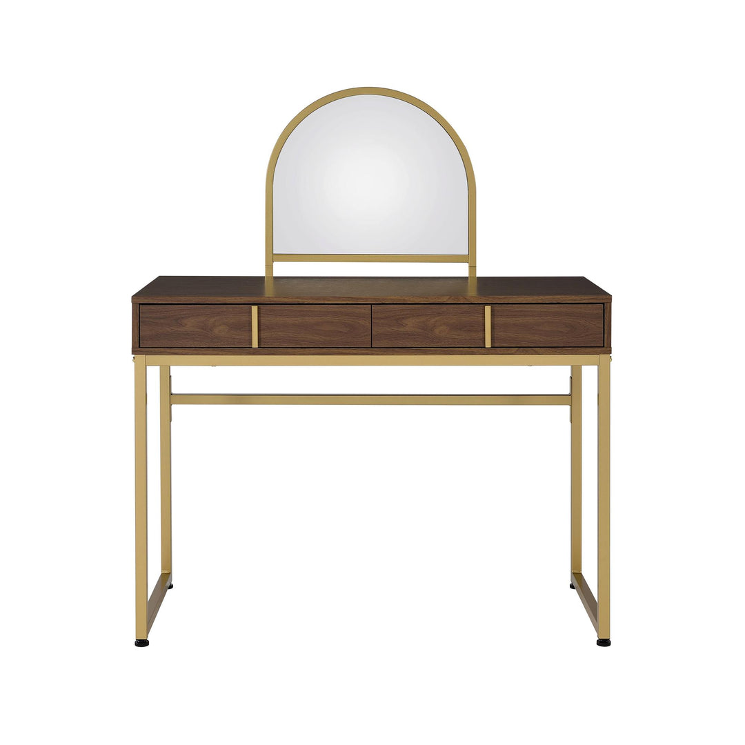 Dalia Vanity Desk with Mirror & Jewelry Tray - Walnut