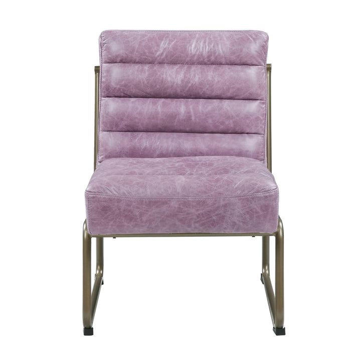Ivy Accent Chair Made with Top Grain Leather - Light Purple