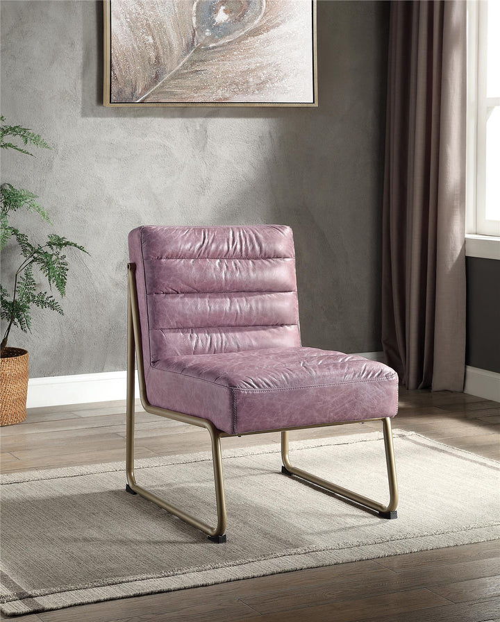 Top grain leather accent chair - Light Purple