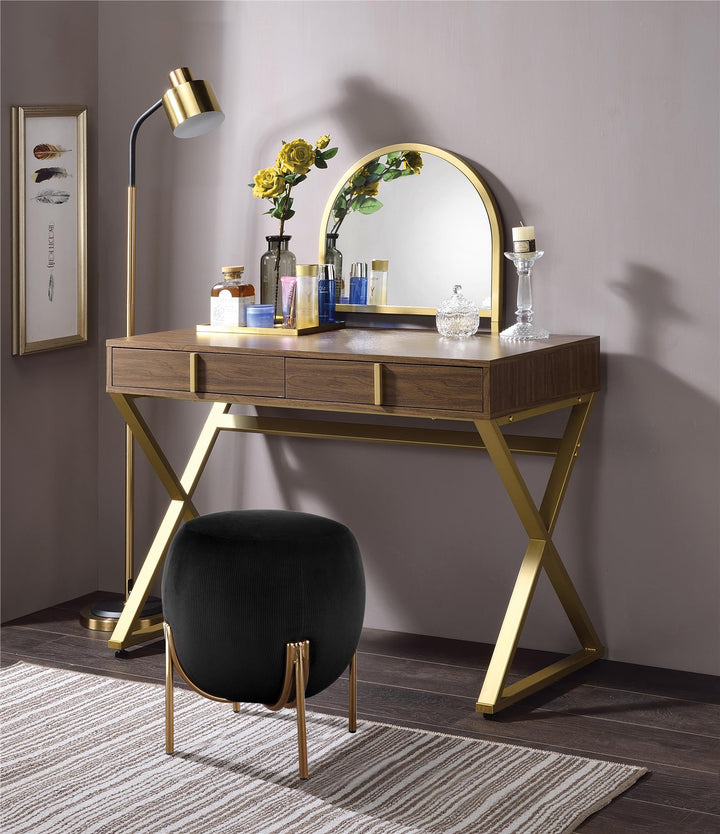 vanity desk with mirror - Walnut