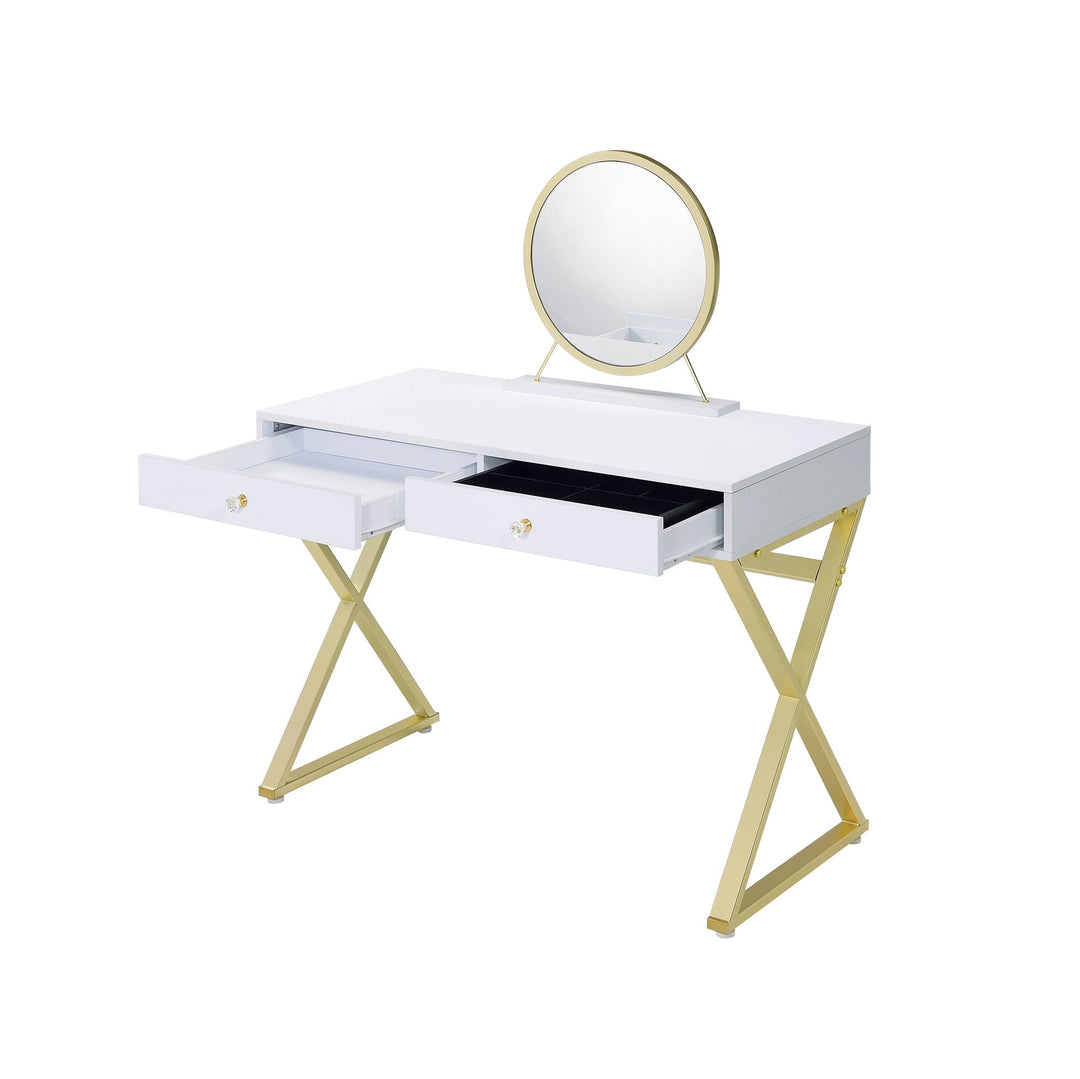 vanity desk with jewelry storage - White