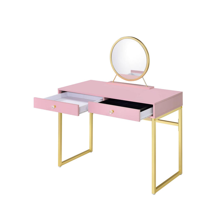  vanity desk with jewelry cabinet - Pink