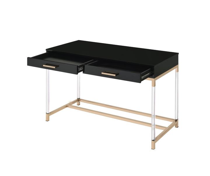 wooden frame writing desk with 2 storage - White