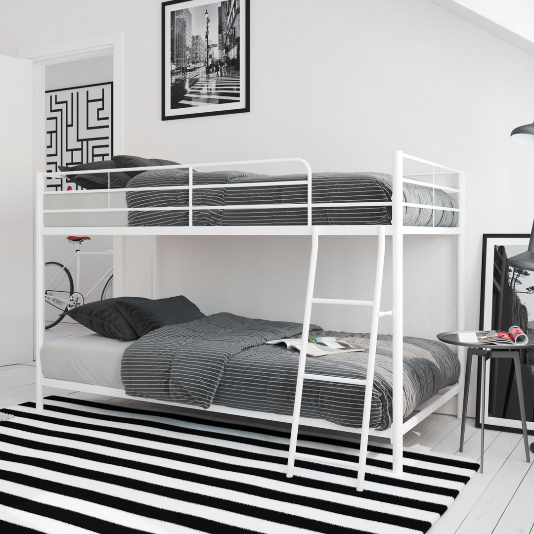 bunk bed twin over twin - White - Twin-Over-Twin