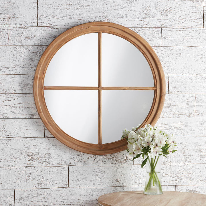 Wood Accented 4 Panel Mirror - Acorn