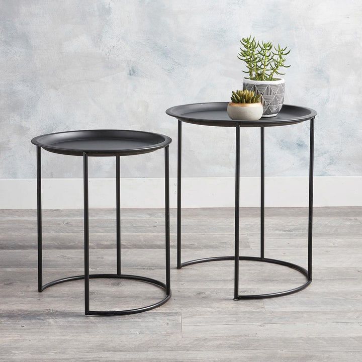 Iron Black Wire Side Tables, Set of 2 - Black
