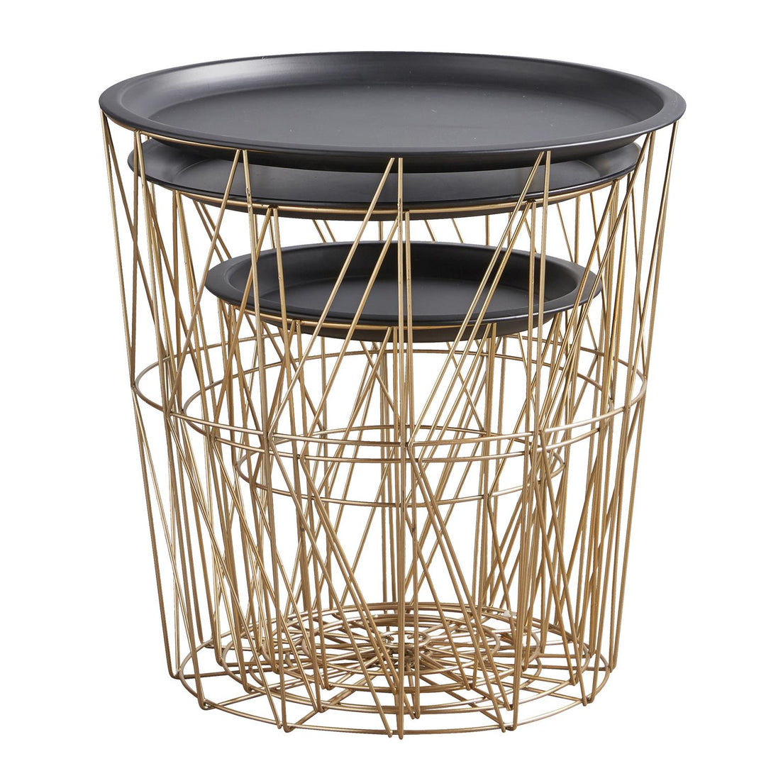 Set of 3 round accent table - Gold