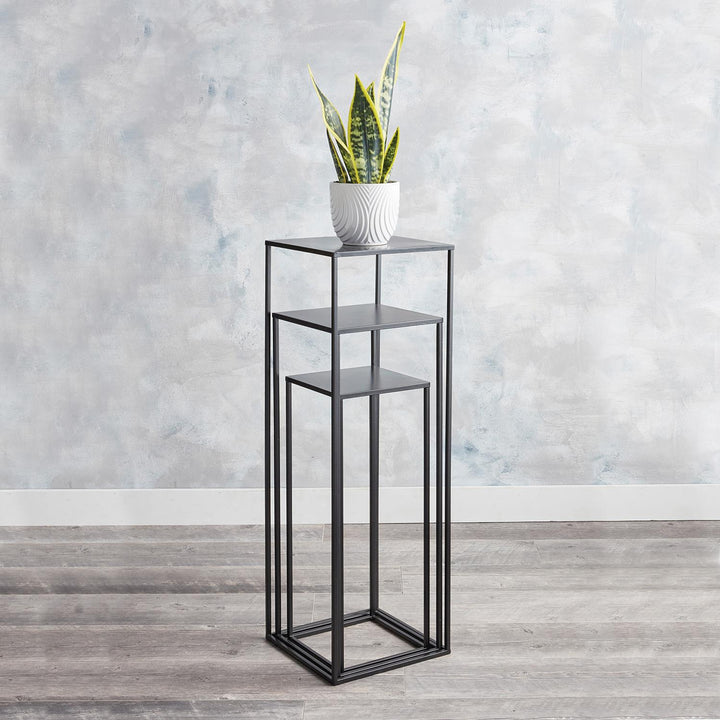 Multifunctional pedestal side tables - Black