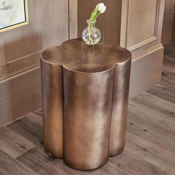 Clove Hammered Accent Table - Gold