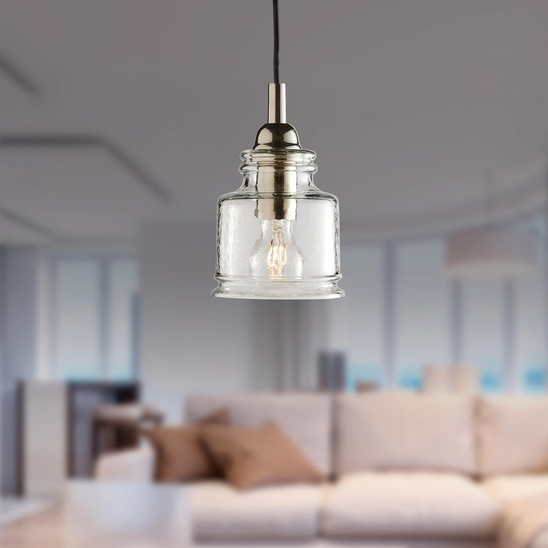 Glass Straight Profile Lamp with Metal Accents - Glacier White