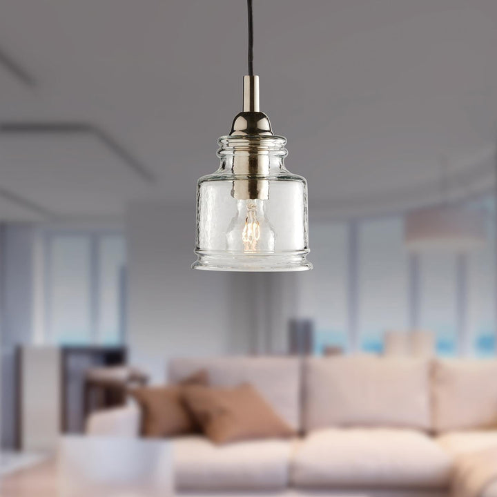 Glass Straight Profile Lamp with Metal Accents - Glacier White