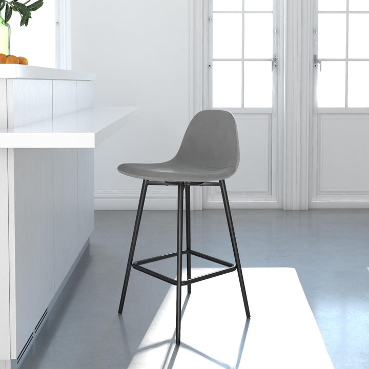 Brandon Upholstered Mid Century Modern Counter Height Bar Stool - Gray
