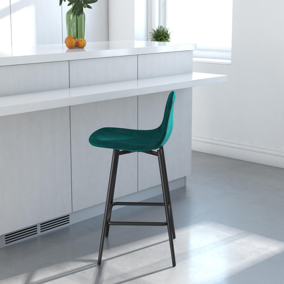 Brandon Upholstered Mid Century Modern Counter Height Bar Stool - Green
