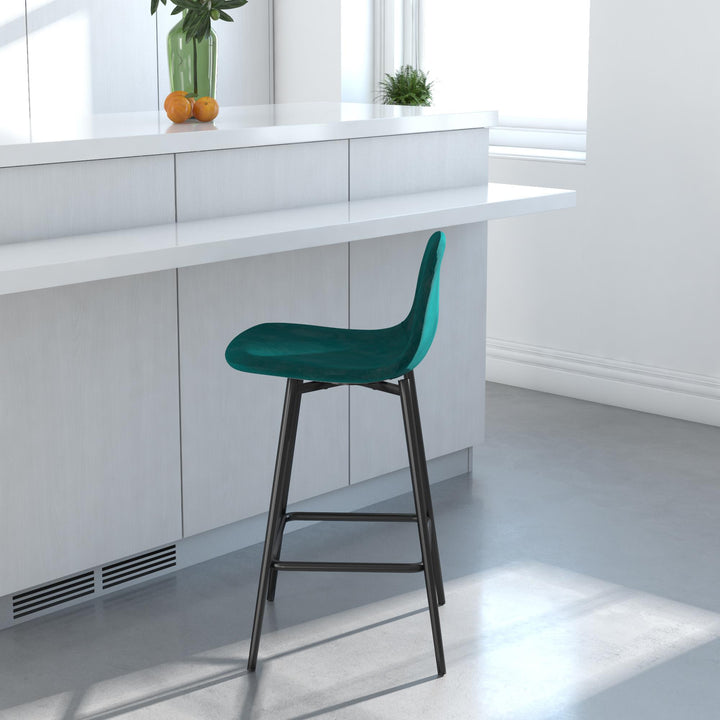 Brandon Upholstered Mid Century Modern Counter Height Bar Stool - Green
