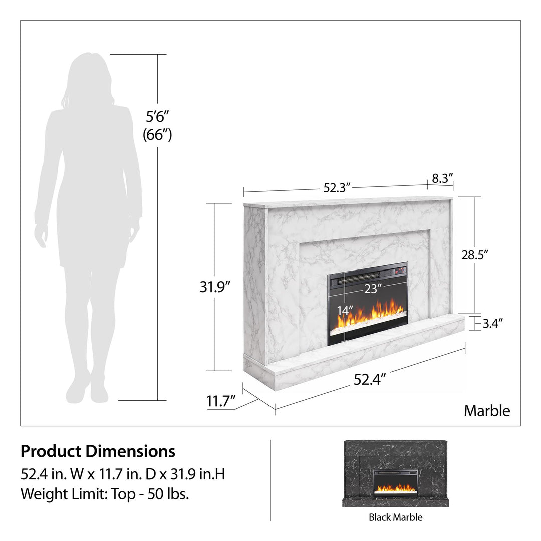 Contemporary Mantel Fireplace -  White marble