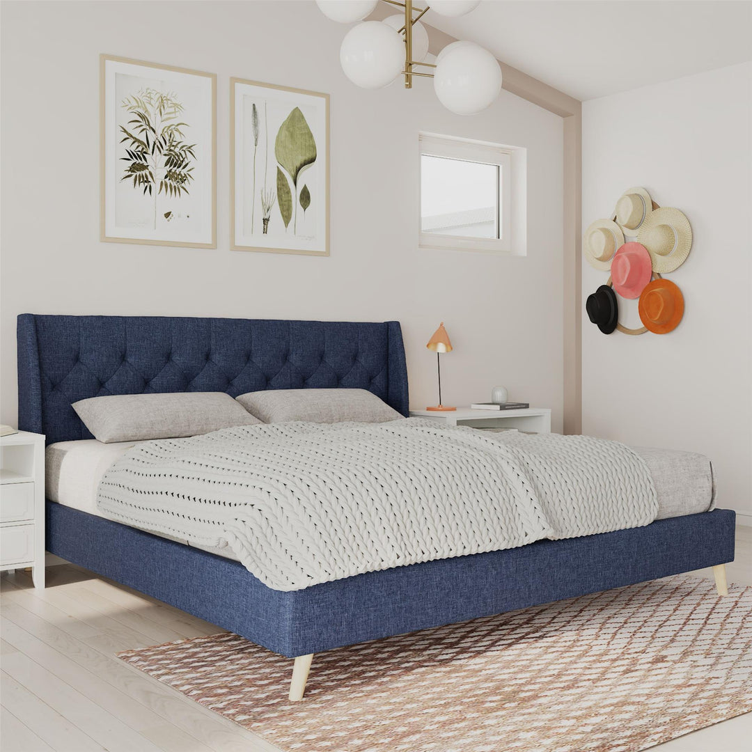 Her Majesty Bed - Blue Linen - King