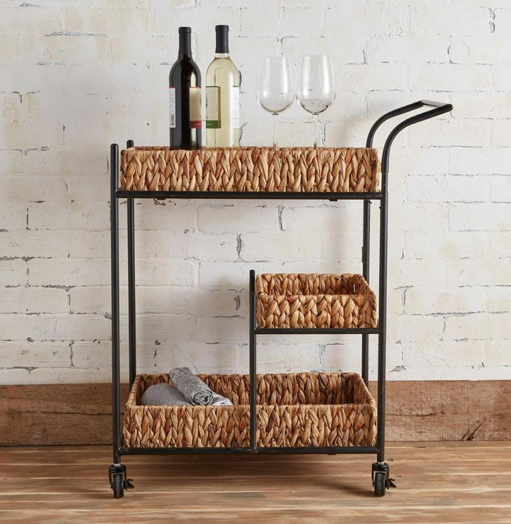 Seagrass Three-Tier Multifunction Cart - Wheat