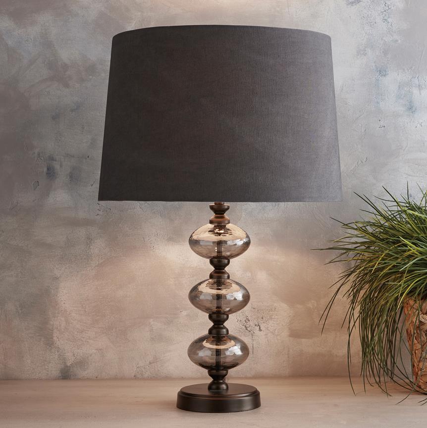 Bubble Table Lamp with Iron Accent - Slate Gray
