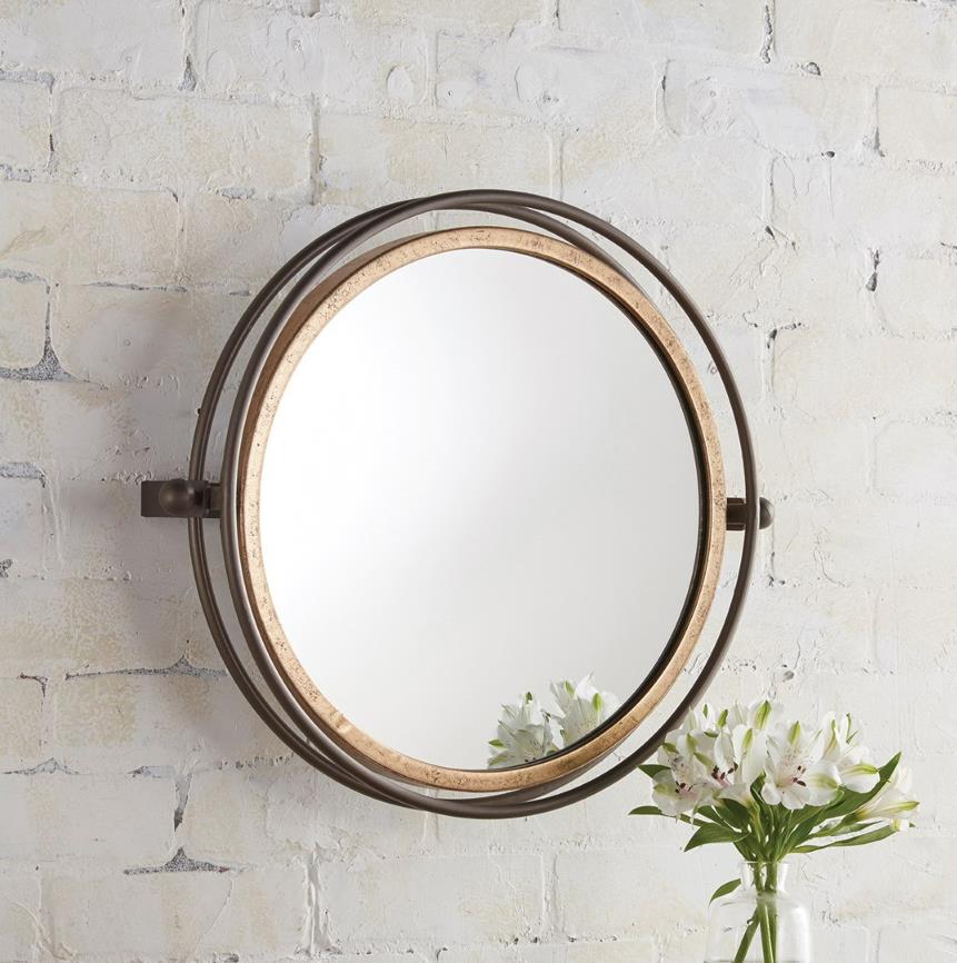 round gold vintage mirror - Bronze