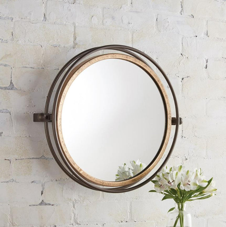 round gold vintage mirror - Bronze