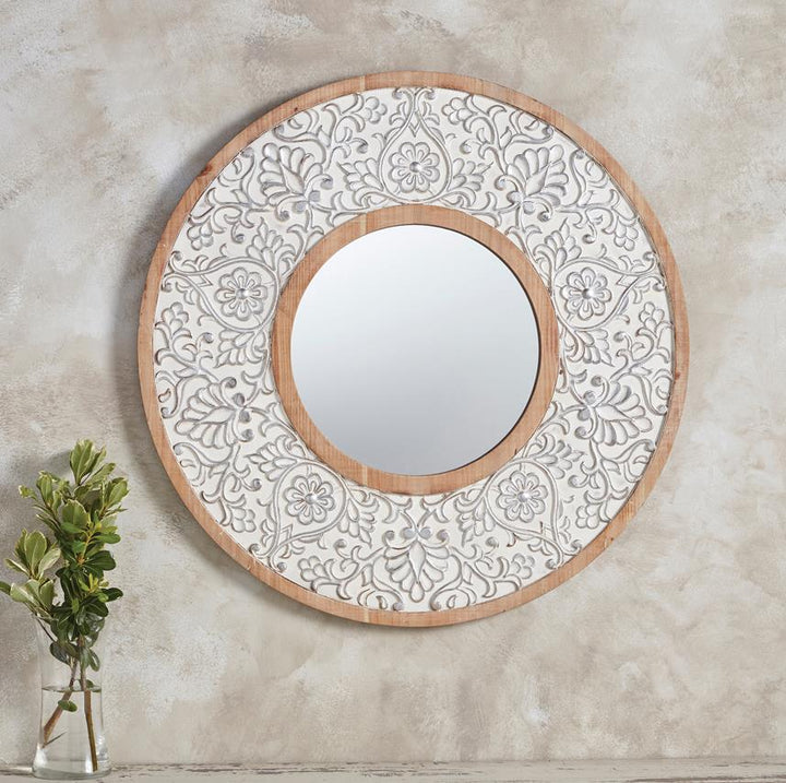 Firwood White Rim Round Mirror - White