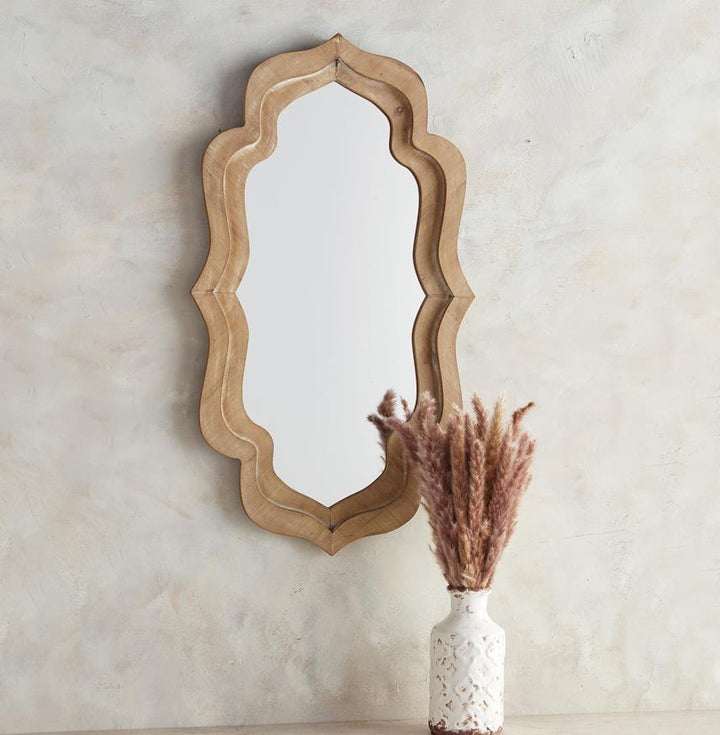 Firwood Oval Wavy Mirror - Blonde Oak