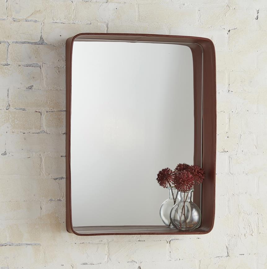 Faux Leather Rim Mirror - Espresso