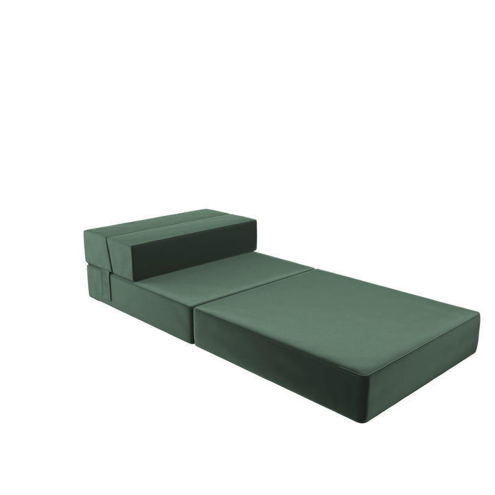 The Flower Modular Chair and Lounger Bed with 5-in-1 Design and Velour Fabric - Green Velour