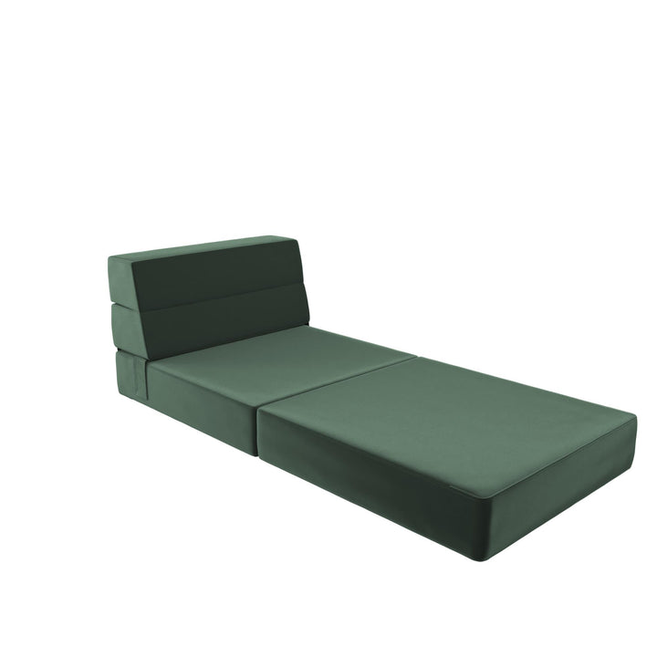 The Flower Modular Chair and Lounger Bed with 5-in-1 Design and Velour Fabric - Green Velour