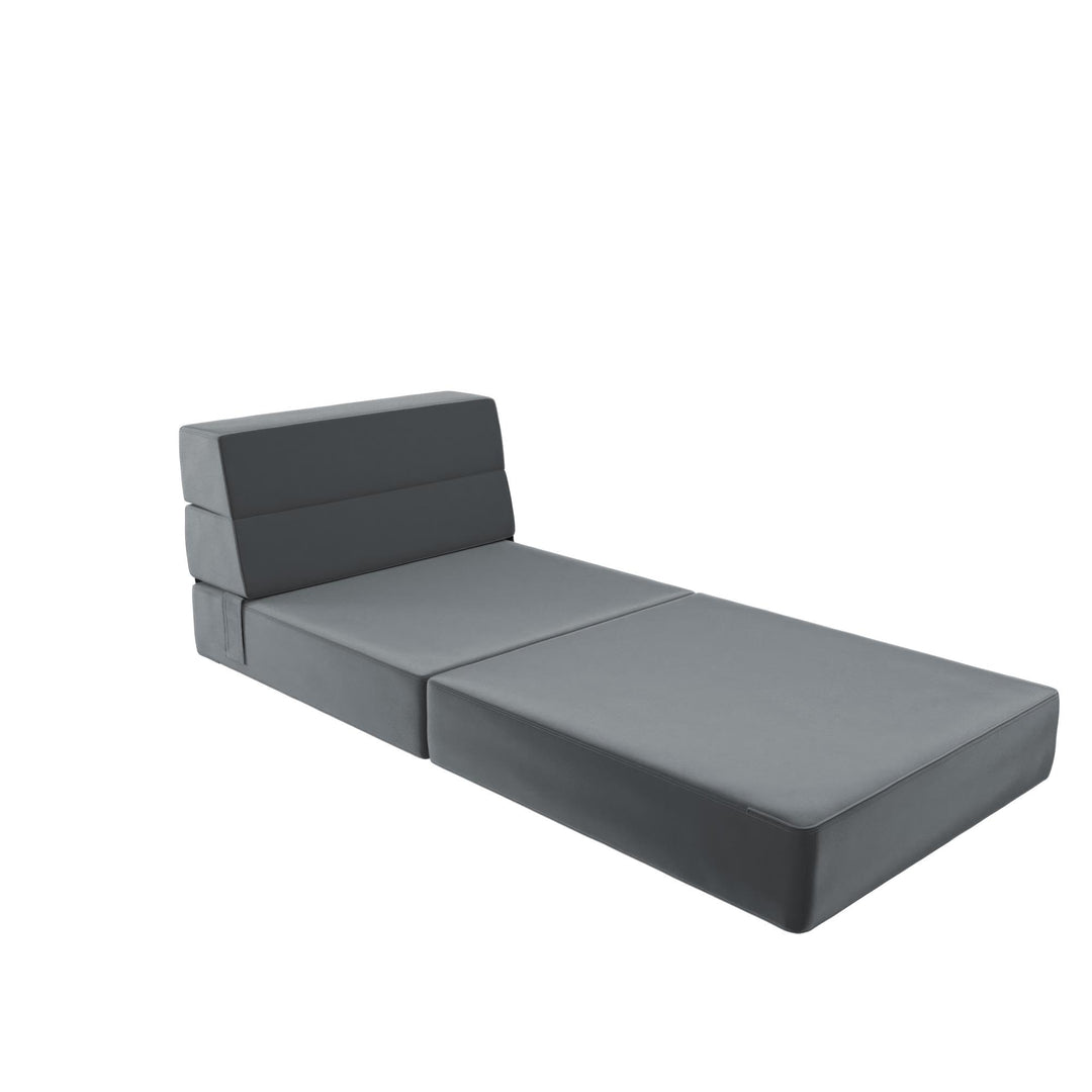 The Flower Modular Chair and Lounger Bed with 5-in-1 Design and Velour Fabric - Gray Velour