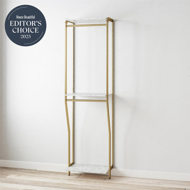 Gwyneth Closet System with 2 Shelves and 2 Hanging Rods - White marble