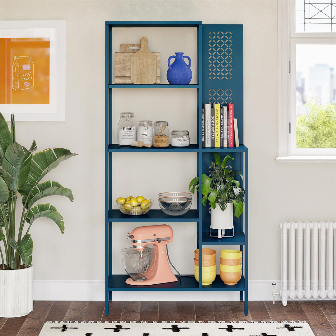 Annie Metal Bookcase with 4 Tier Shelves - Moroccan Blue