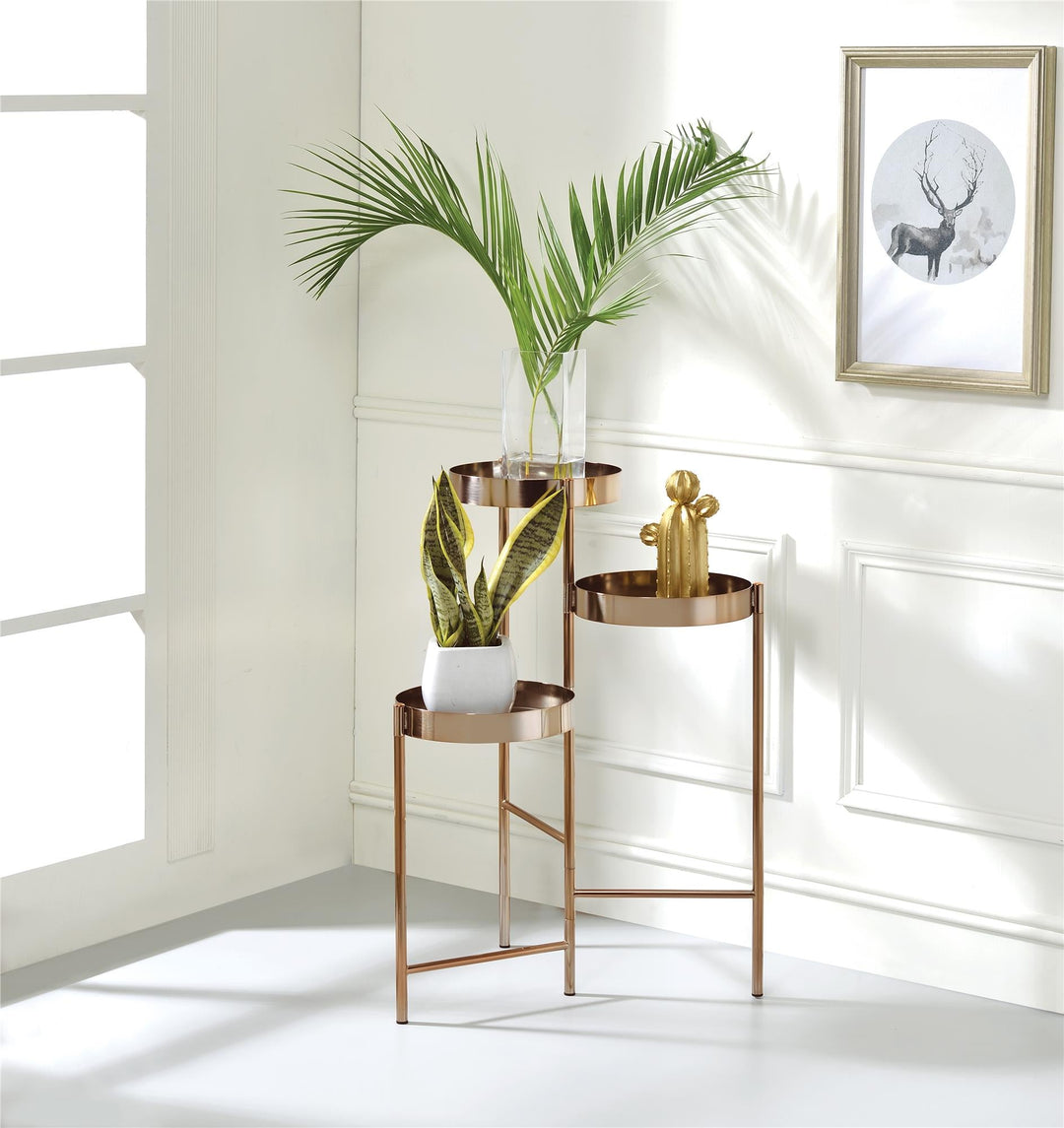 3 open compartments plant stand - Gold