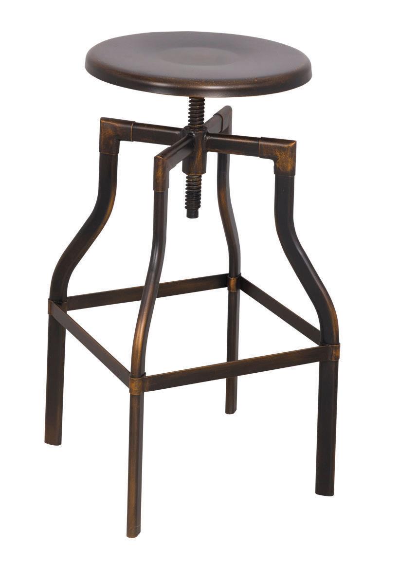 Xena Adjustable Stool with a Swivel Seat and Metal Base - Antique Copper