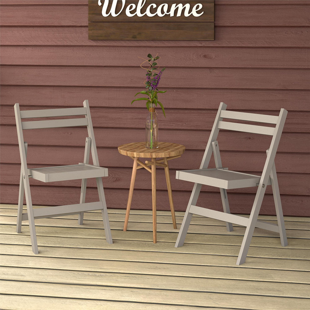 wooden slat folding chairs - Gray - 2-Pack