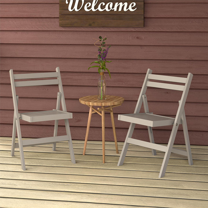 wooden slat folding chairs - Gray - 2-Pack