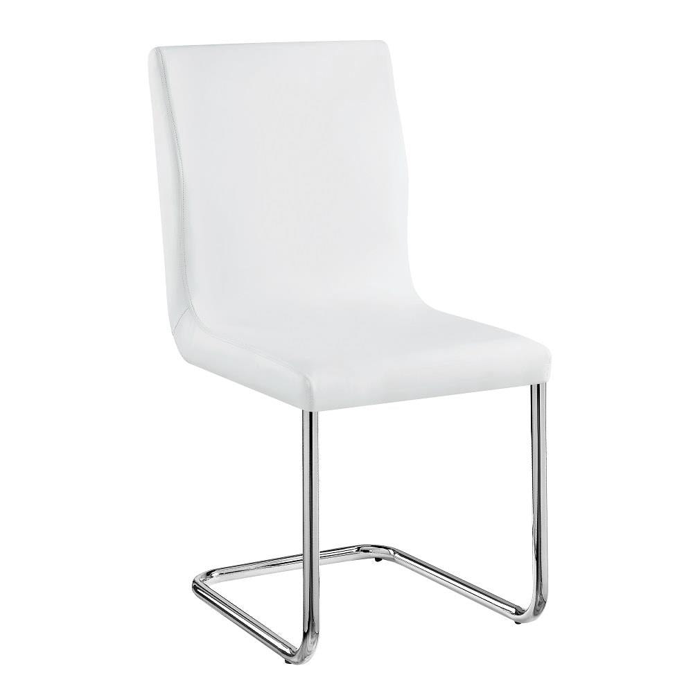 Set of 2 Upholstered Rectangular Dining Chair - White