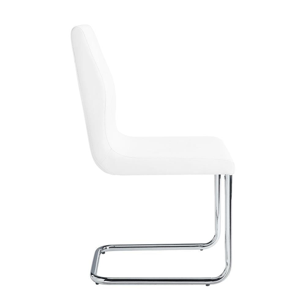 Set of 2 Modern Dining Chair with Metal legs - White