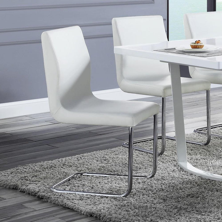 Set of 2 Dining Chair with Metal Base - White