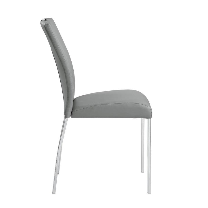 Set of 2 Dining Chair with chrome finish Metal Legs - Gray