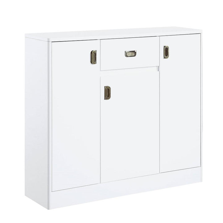 Small storage Buffet with 8 Shelves and 1 Drawer - White