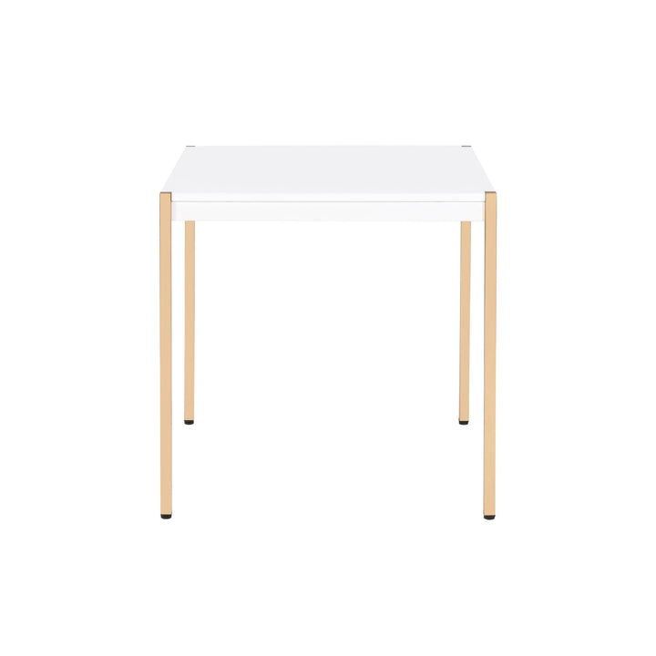 Otrac Square End Table with Gold Metal Legs - White