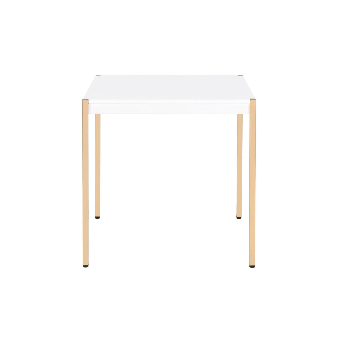 Otrac Square End Table with Gold Metal Legs - White