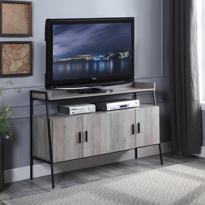 4 Door Storage & 1 Open Cubby TV Stand - Gray Oak