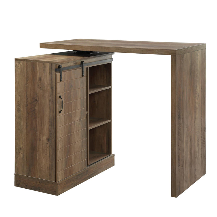 wooden frame with industrial metal accent Bar Table - Rustic Oak