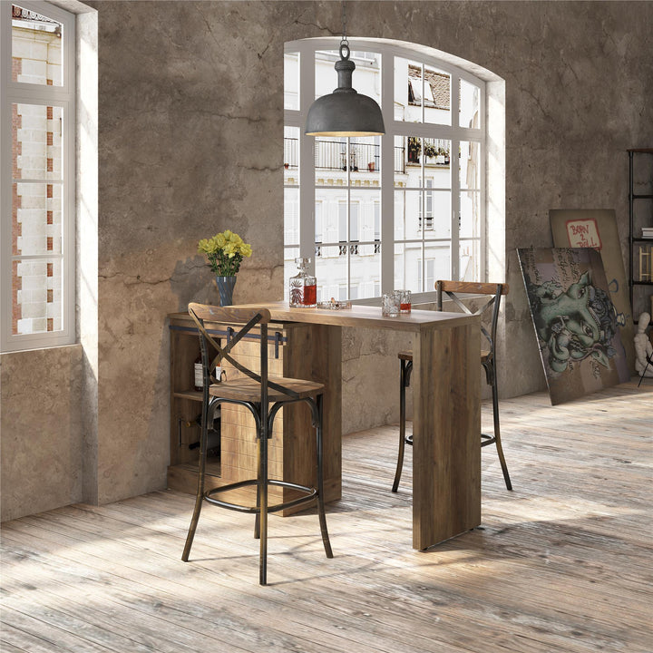 Swivel Top Bar Table - Rustic Oak