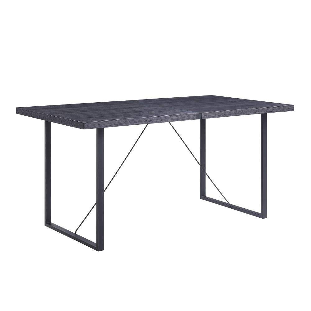 Nakula dinner table with metal base and features -  Gray Oak